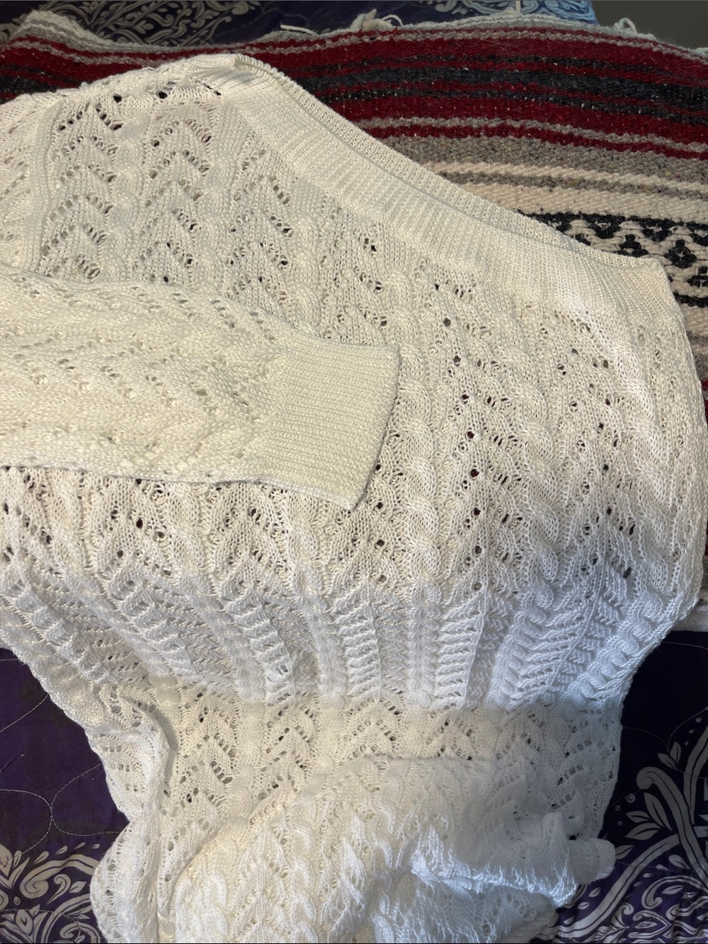 Women's One-Shoulder Dress-Inspired Cable Knit Top in White
